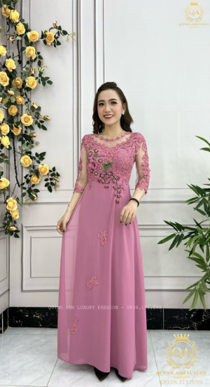 Đầm Dạ Hội Áo Dài Trung Niên Ngồi Sui Sang Trọng