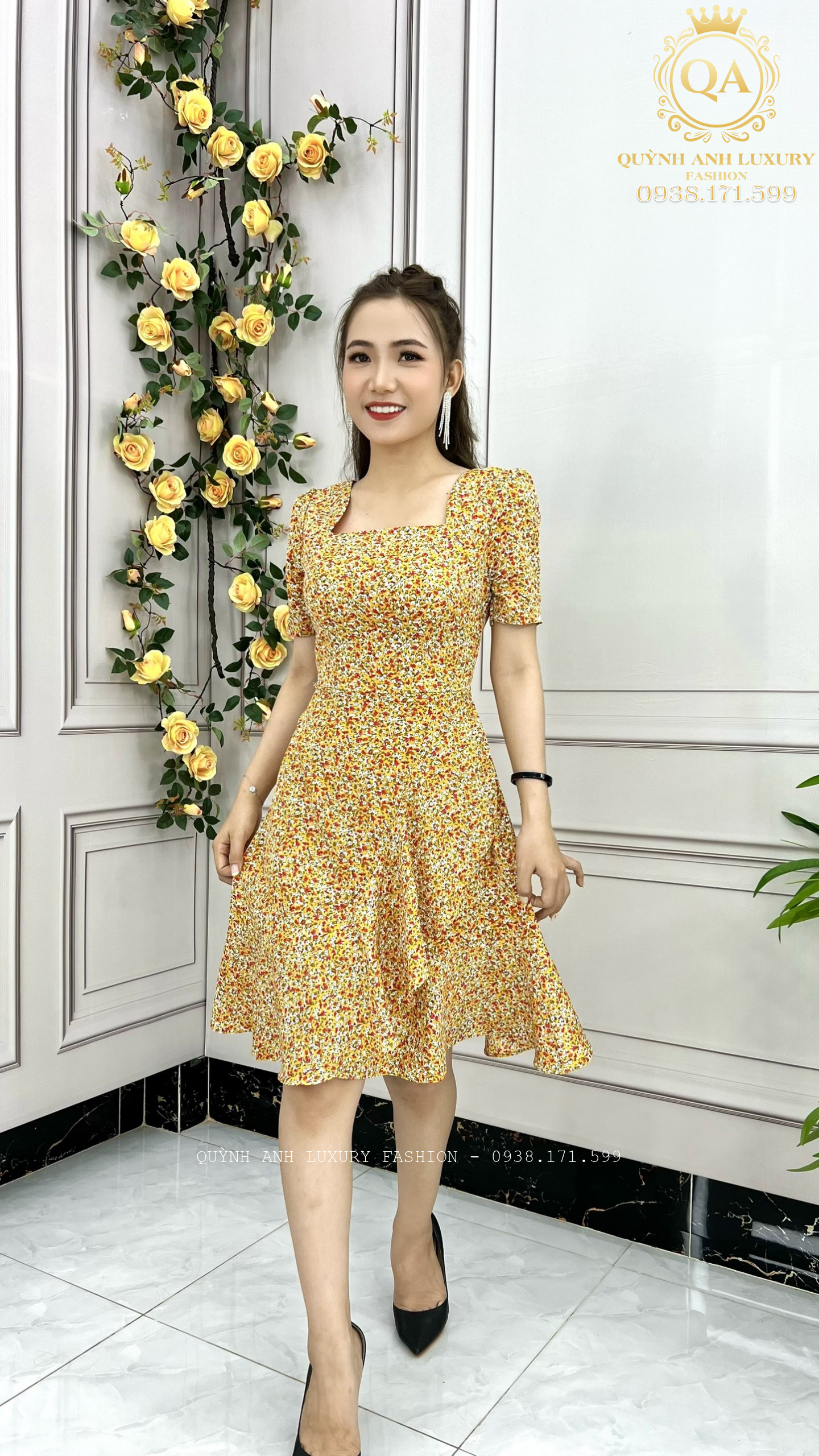 dam-hoa-nhi-vang-sieu-de-thuong-2 Đầm Hoa Nhí Vàng Siêu Dễ Thương