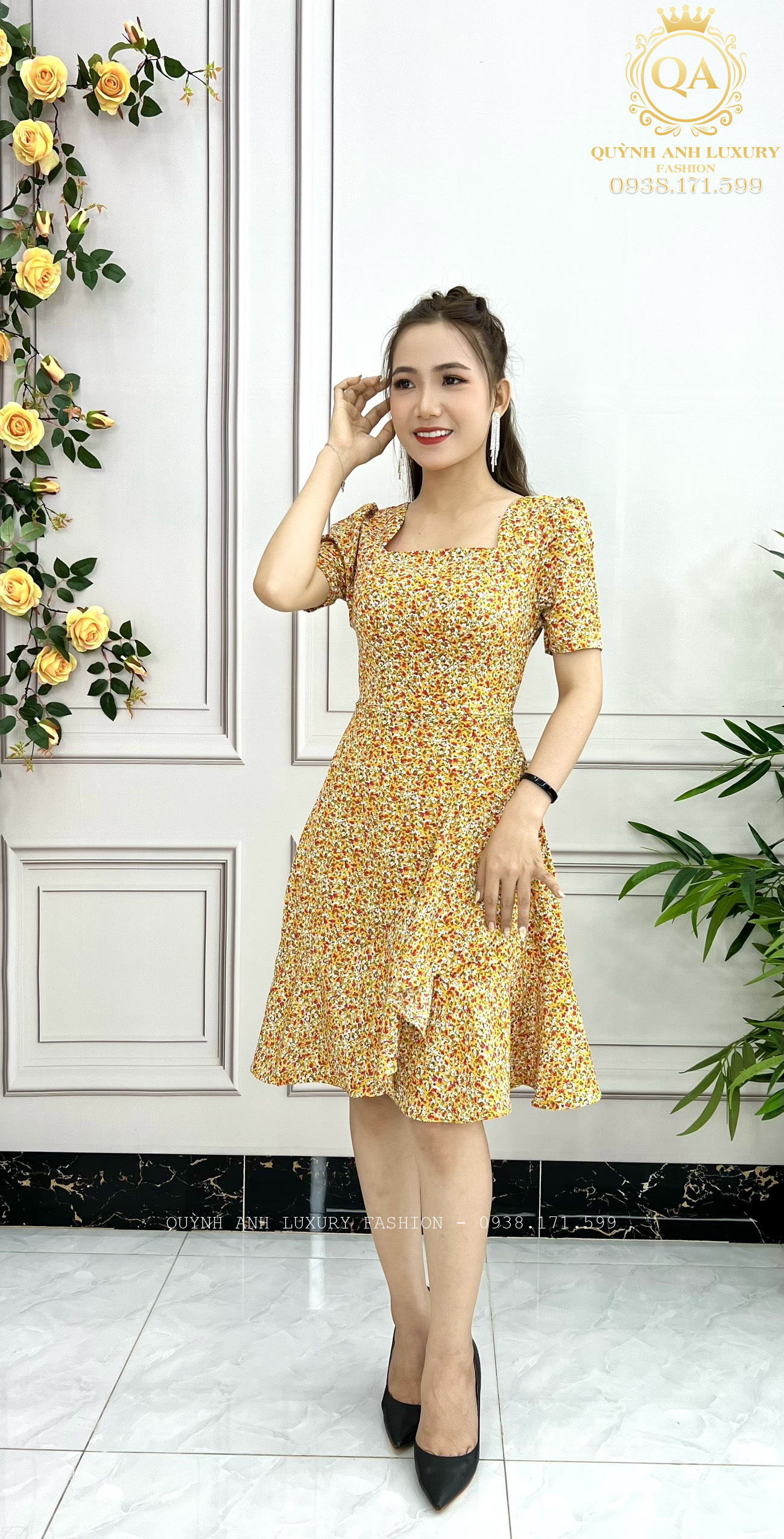 dam-hoa-nhi-vang-sieu-de-thuong-6 Đầm Hoa Nhí Vàng Siêu Dễ Thương