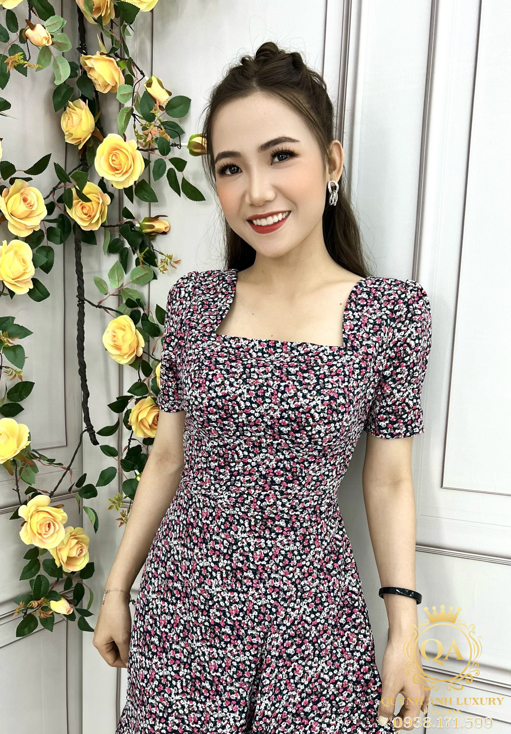 dam-xoe-hoa-nhi-tim-sieu-nu-tinh-1 Đầm Xoè Hoa Nhí Tím Siêu Nữ Tính