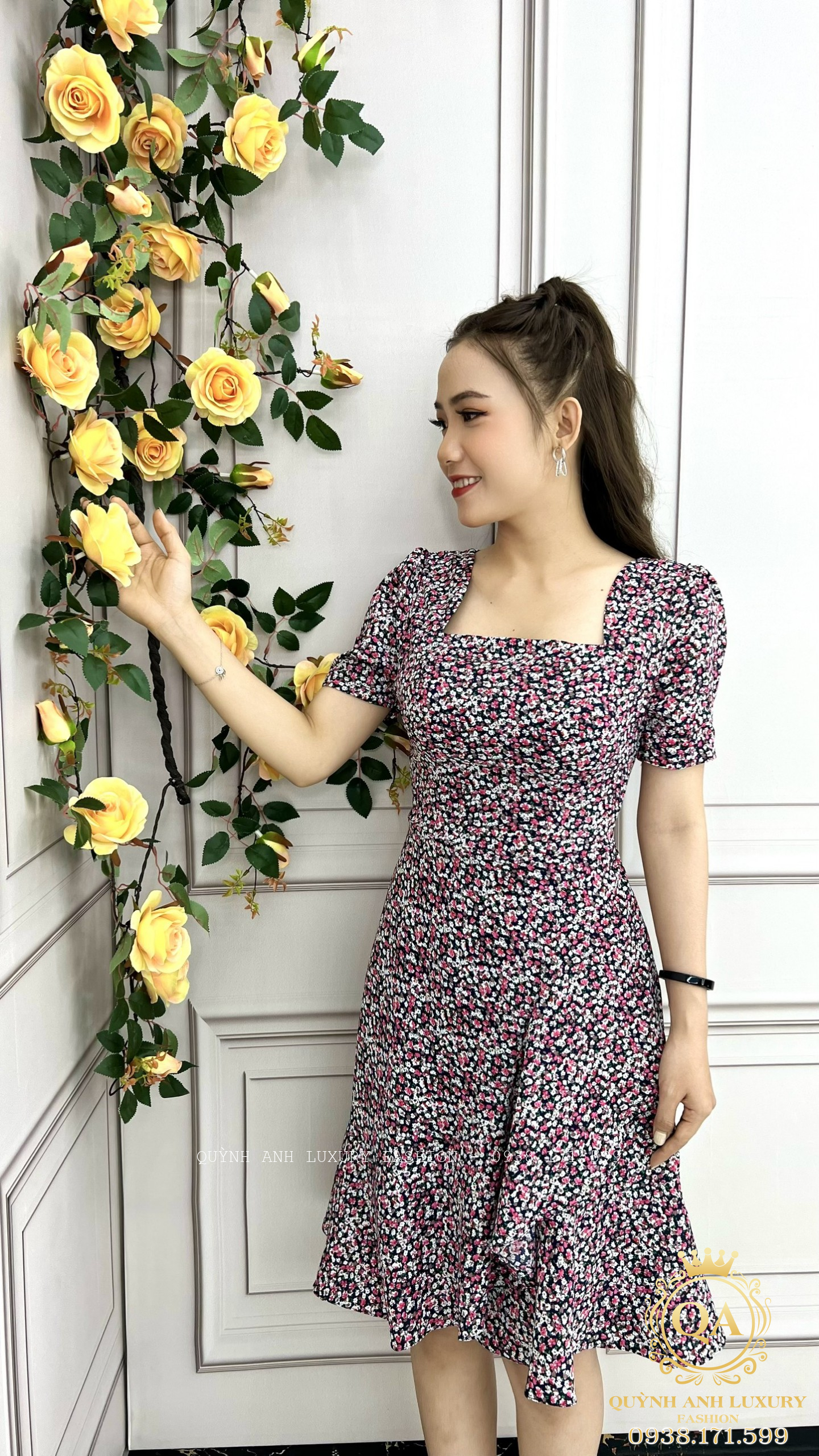 dam-xoe-hoa-nhi-tim-sieu-nu-tinh-2 Đầm Xoè Hoa Nhí Tím Siêu Nữ Tính