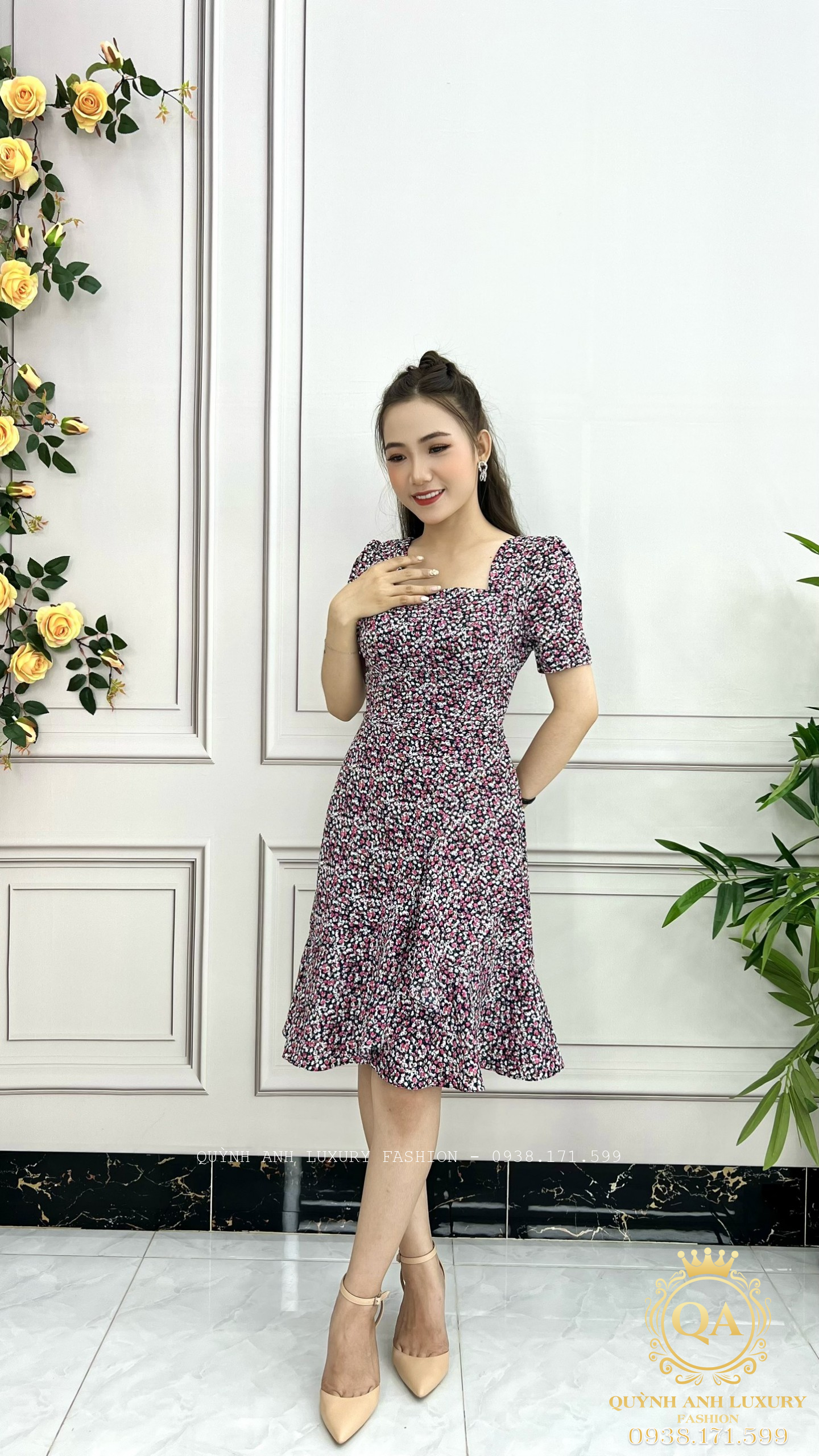 dam-xoe-hoa-nhi-tim-sieu-nu-tinh-4 Đầm Xoè Hoa Nhí Tím Siêu Nữ Tính