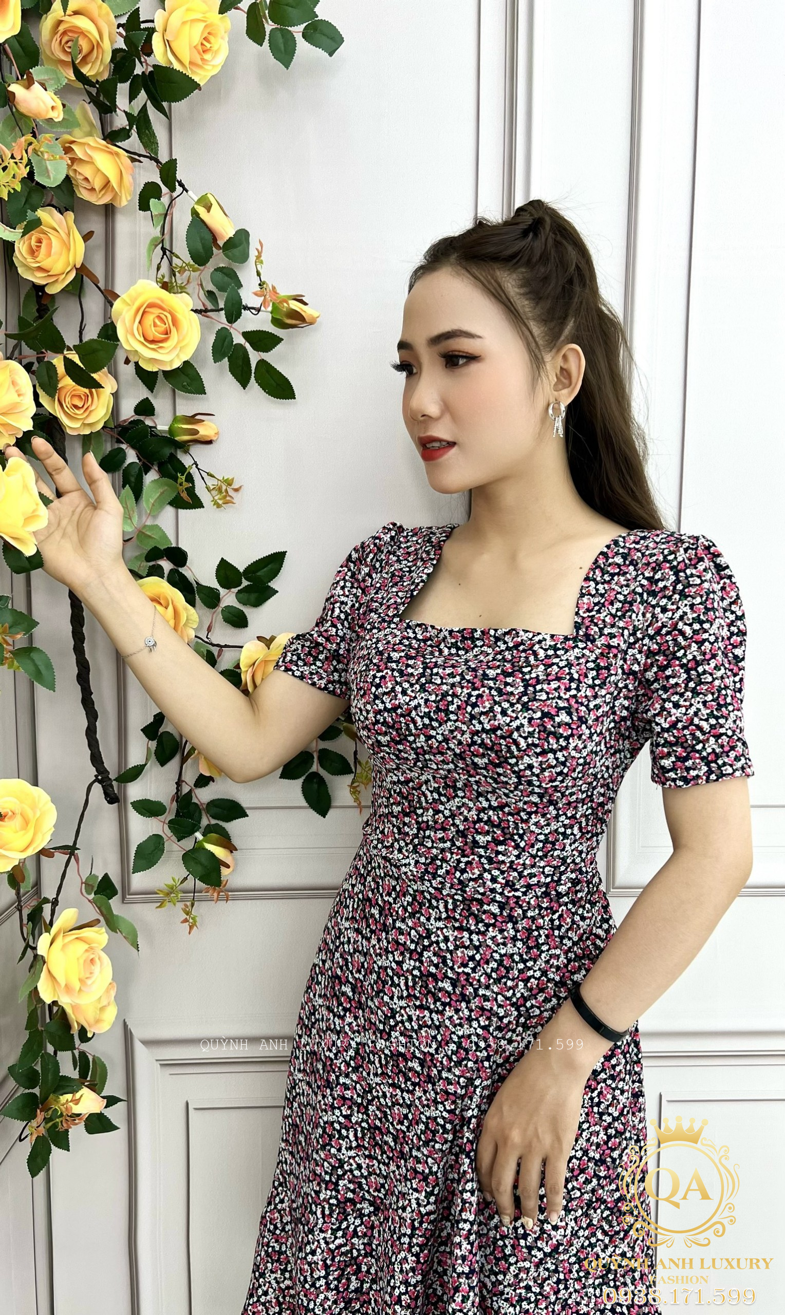 dam-xoe-hoa-nhi-tim-sieu-nu-tinh-7 Đầm Xoè Hoa Nhí Tím Siêu Nữ Tính