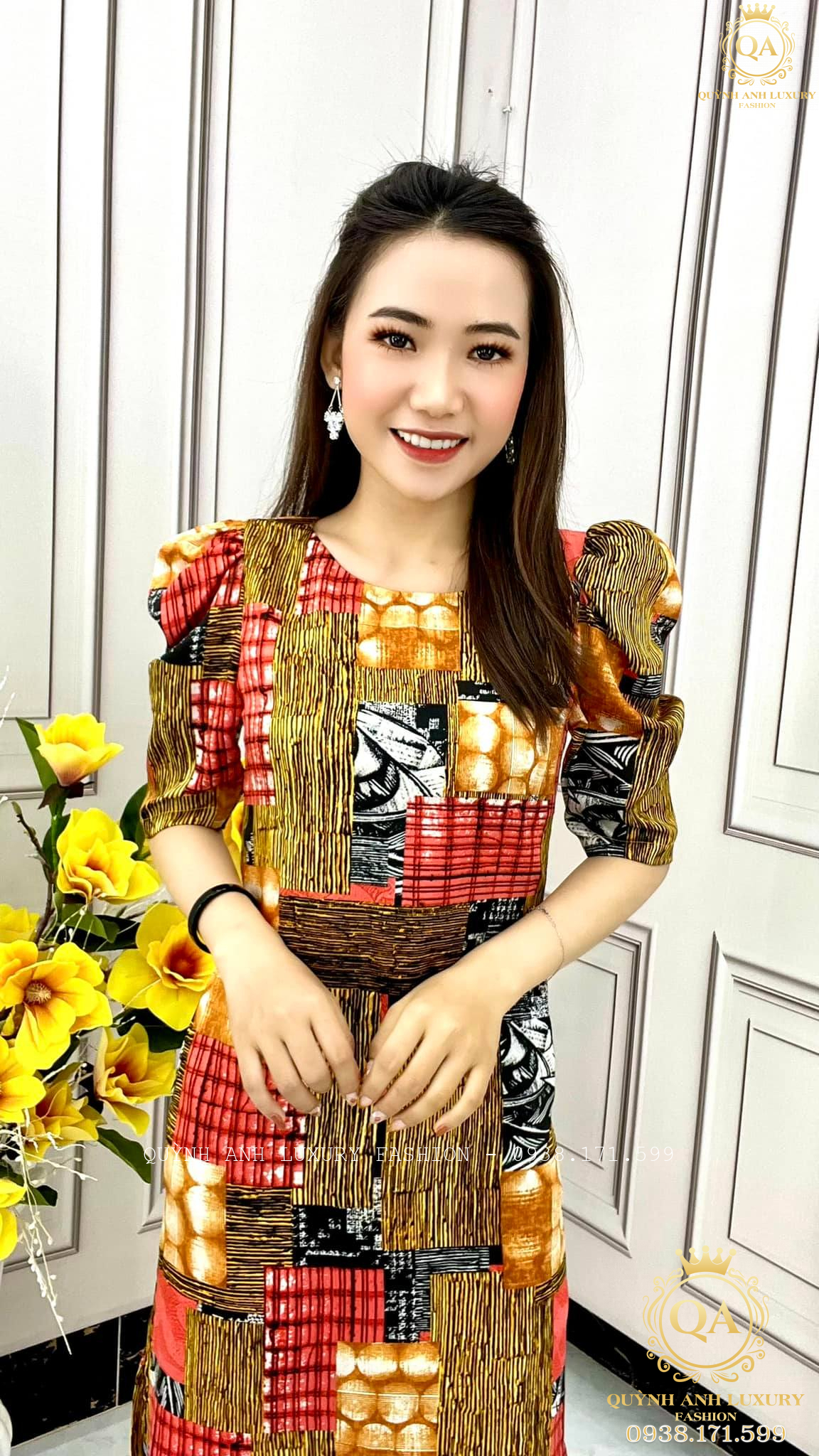 dam-suong-nu-trung-nien-tone-nau-vang-3d-du-tiec-acacia-dress-1 Đầm Suông Nữ Trung Niên Tone Nâu Vàng 3D Dự Tiệc Acacia Dress