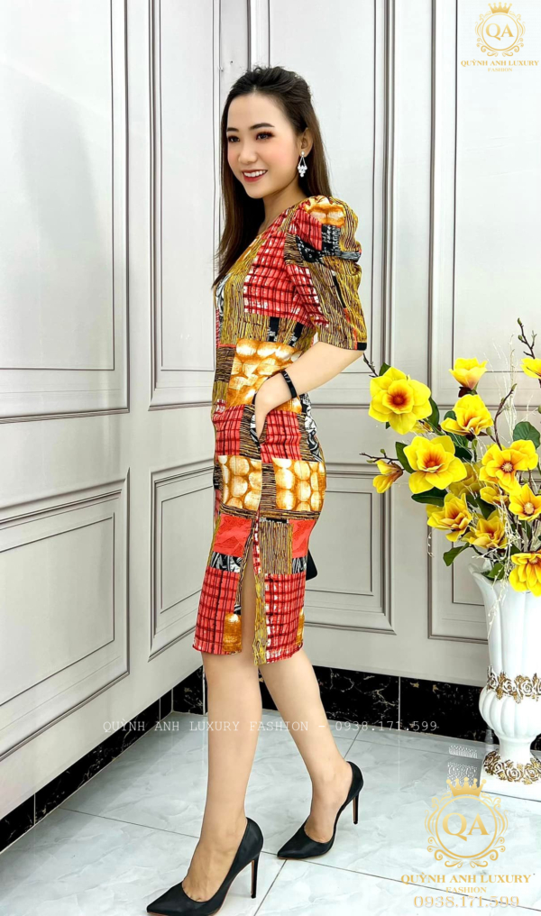 Đầm Suông Nữ Trung Niên Tone Nâu Vàng 3D Dự Tiệc Acacia Dress