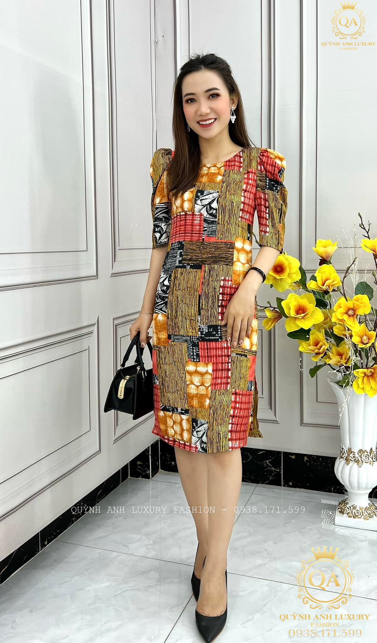 dam-suong-nu-trung-nien-tone-nau-vang-3d-du-tiec-acacia-dress-6 Đầm Suông Nữ Trung Niên Tone Nâu Vàng 3D Dự Tiệc Acacia Dress