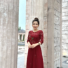 Áo Dài Trung Niên Tuổi 50 Đỏ Đẹp Sang Trọng Keva Dress