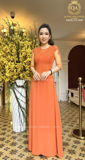 Đầm Dạ Hội Trung Niên Cam Cà Rốt Charmaine Dress