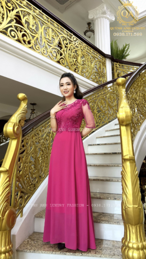 Đầm Dạ Hội Trung Niên Hồng Sen Charmaine Dress