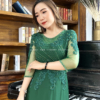 Váy Dạ Hội Áo Dài Xanh Rêu Trung Niên Sang Trọng Cao Cấp Florence Dress