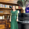 Váy Dạ Hội Áo Dài Xanh Rêu Trung Niên Sang Trọng Cao Cấp Florence Dress