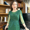 Váy Dạ Hội Áo Dài Xanh Rêu Trung Niên Sang Trọng Cao Cấp Florence Dress