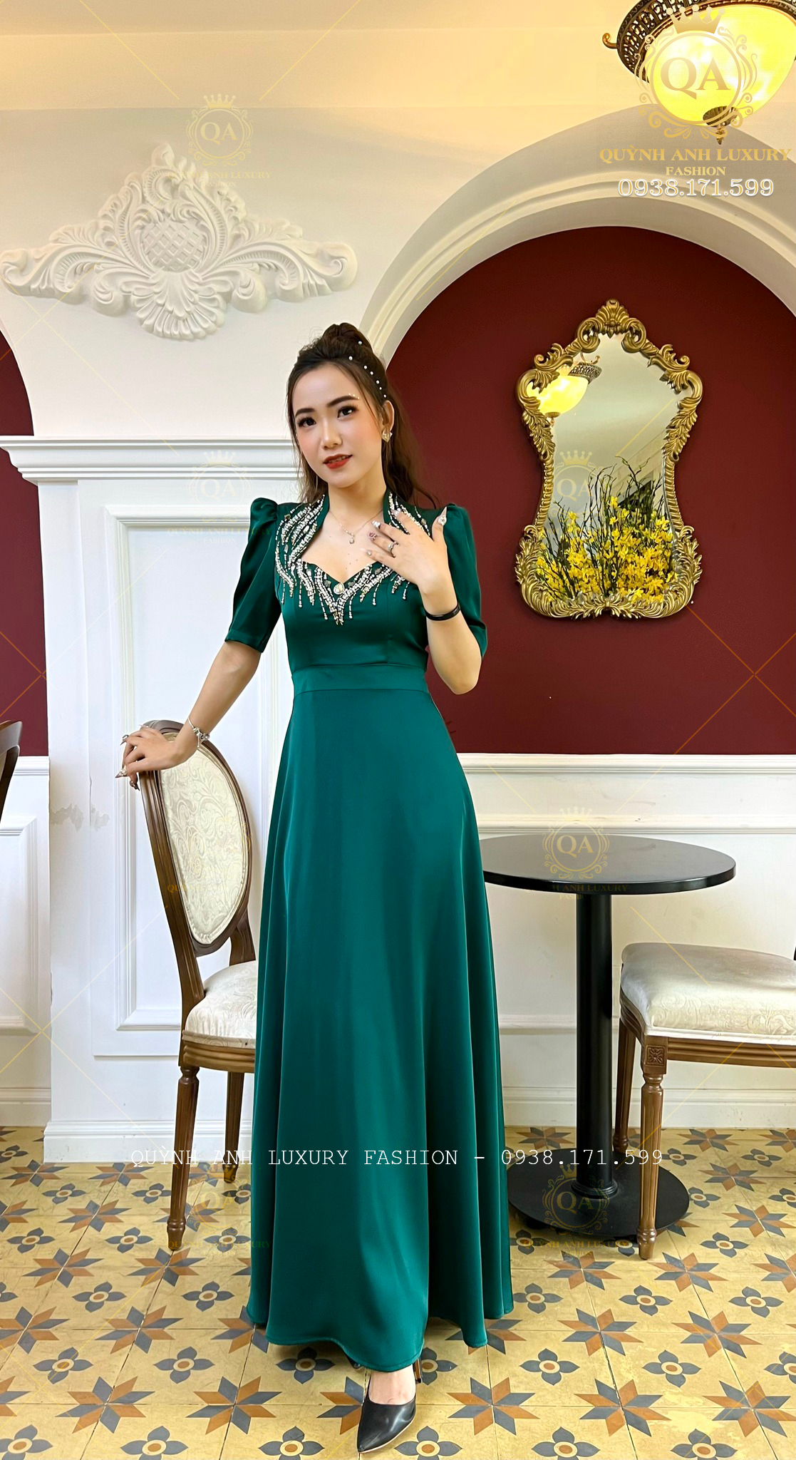 vay-dam-da-hoi-nu-hoang-xanh-la-dinh-da-pha-le-rosaleen-dress-6 Váy Đầm Dạ Hội Nữ Hoàng Xanh Lá Đính Đá Pha Lê Rosaleen Dress