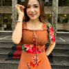 Đầm Xoè Hoa 3D Nâu Tây Cổ Vuông Dập Ly Tay Loe Voan Cao Cấp Sandra Dress