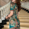 Váy Đầm Suông 3D Tone Xanh Thổ Cẩm Cổ Tim Lụa Vân Pháp Cao Cấp Mabel Dress