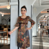 Váy Đầm Suông Hoa 3D Tone Nâu Loe Cao Cấp Vera Dress
