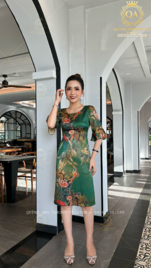 Váy Đầm Suông Hoa 3D Tone Xanh Tay Loe Cao Cấp Vera Dress