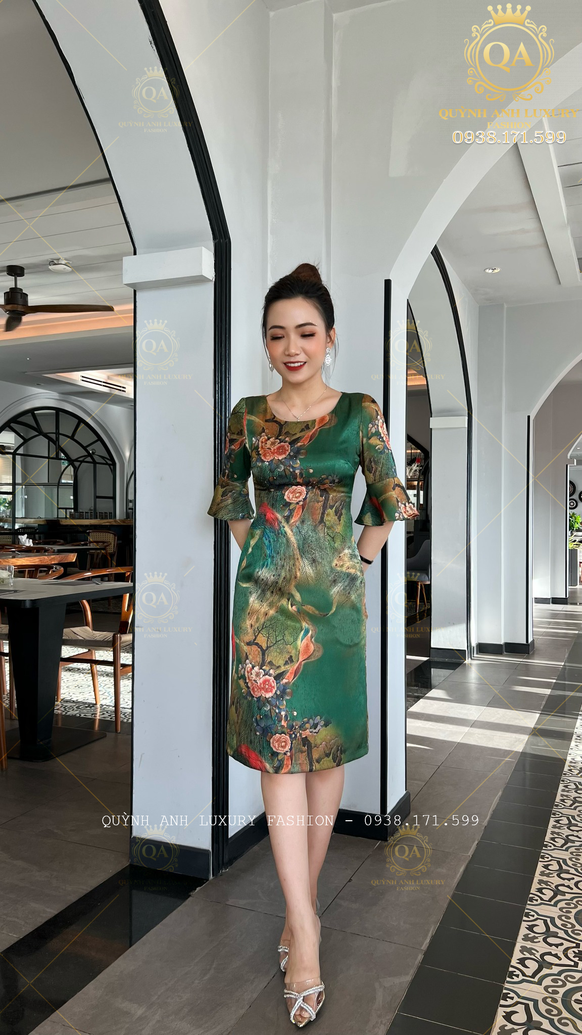 vay-dam-suong-hoa-3d-tone-xanh-tay-loe-cao-cap-vera-dress-7 Váy Đầm Suông Hoa 3D Tone Xanh Tay Loe Cao Cấp Vera Dress