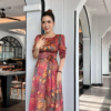 Váy Đầm Xoè Hoa Tone Hồng 3D Đẹp Sang Trọng Cao Cấp Akina Dress