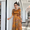 Váy Đầm Xoè Hoa Tone Vàng Đẹp Sang Trọng Cao Cấp Akina Dress