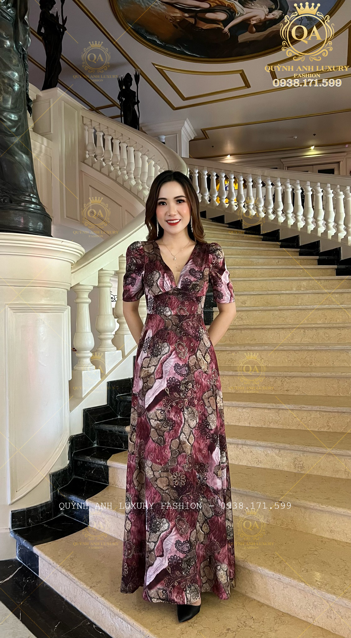 dam-xoe-hoa-tone-tim-co-v-phoi-luoi-lua-anh-kim-cao-cap-nadia-dress-7 Đầm Xoè Hoa Tone Tím Cổ V Phối Lưới Lụa Ánh Kim Cao Cấp Nadia Dress