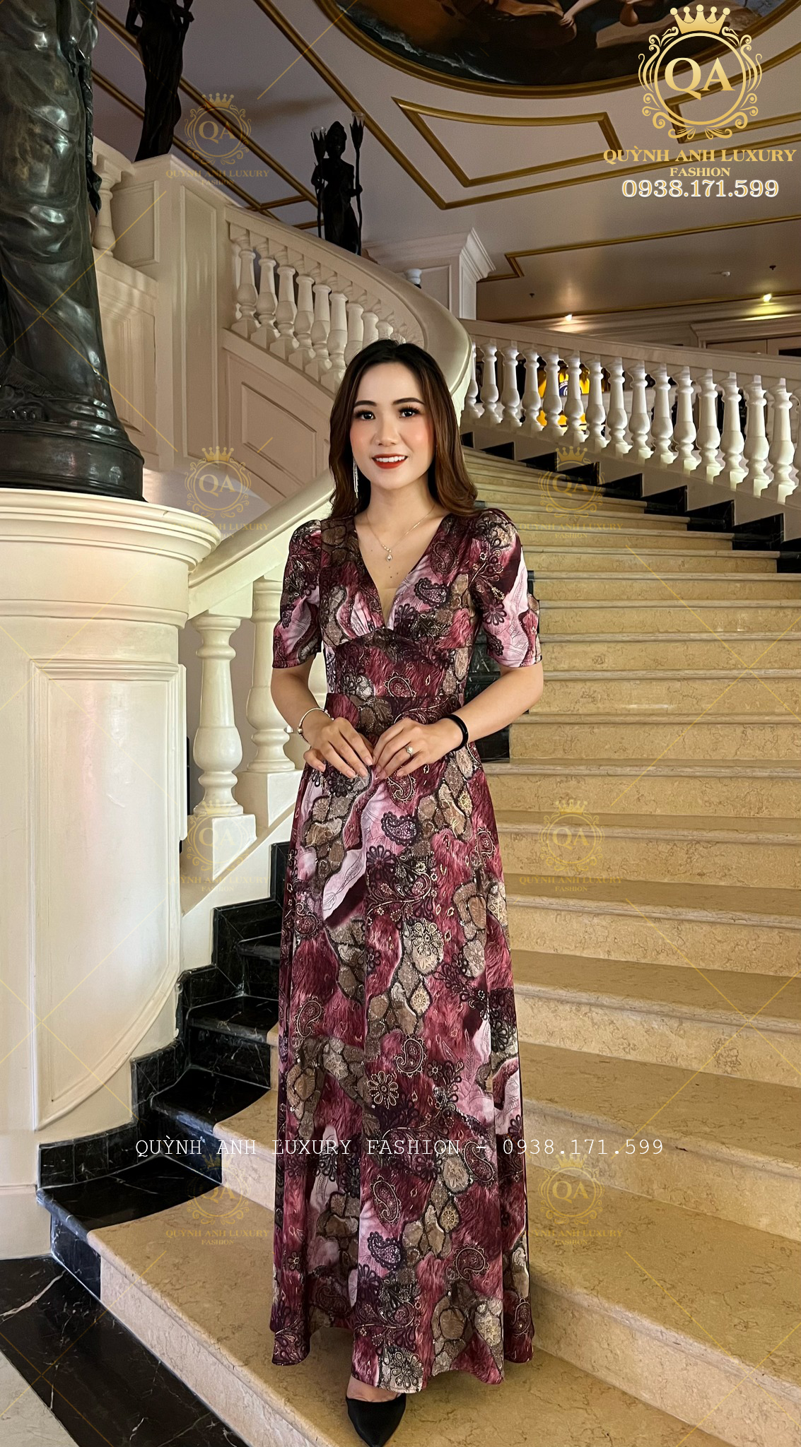 dam-xoe-hoa-tone-tim-co-v-phoi-luoi-lua-anh-kim-cao-cap-nadia-dress-8 Đầm Xoè Hoa Tone Tím Cổ V Phối Lưới Lụa Ánh Kim Cao Cấp Nadia Dress