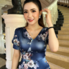 Đầm Xoè Hoa Tone Xanh Cổ V Tay Phồng Lụa Ánh Kim Cao Cấp Lealia Dress