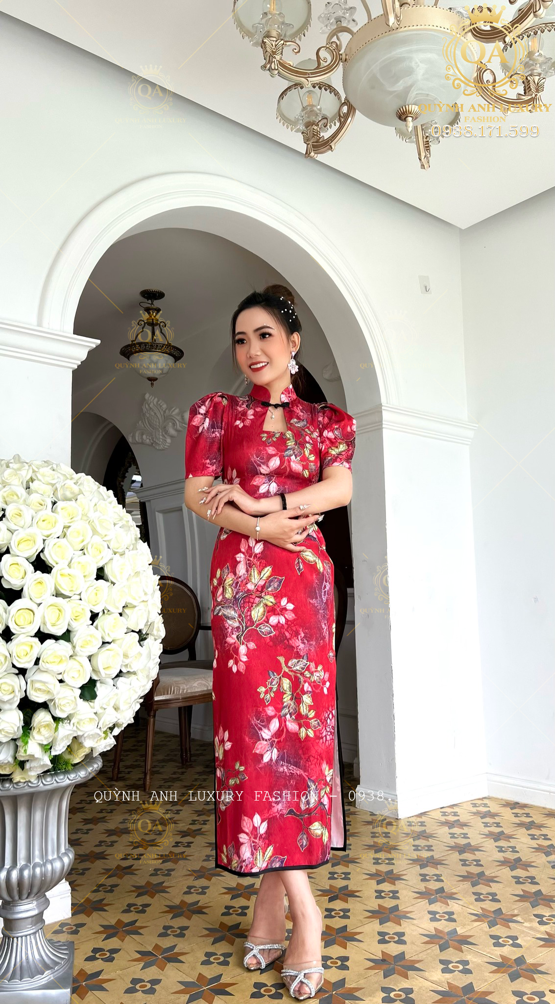 suon-xam-co-tau-trung-hoa-lua-anh-kim-tone-do-sang-trong-mia-dress-5 Sườn Xám Cổ Tàu Trung Hoa Lụa Ánh Kim Tone Đỏ Sang Trọng Mia Dress