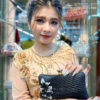 Túi dạ hội trung niên đen hoa đính đá pha lê cao cấp QA15772-4