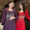 Dạ Hội Áo Dài Bà Sui Tím Trung Niên Cao Cấp Đẹp Nhất Tuổi 50