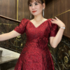 Đầm Xoè Tapta Hoa Đỏ Cao Cấp Frances Dress