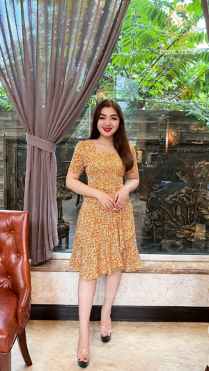 Váy Voan Hoa Nhí Vàng Hoa Nhỏ Dạo Phố Ngày Hè Siêu Xinh Hazel Dress QA7313