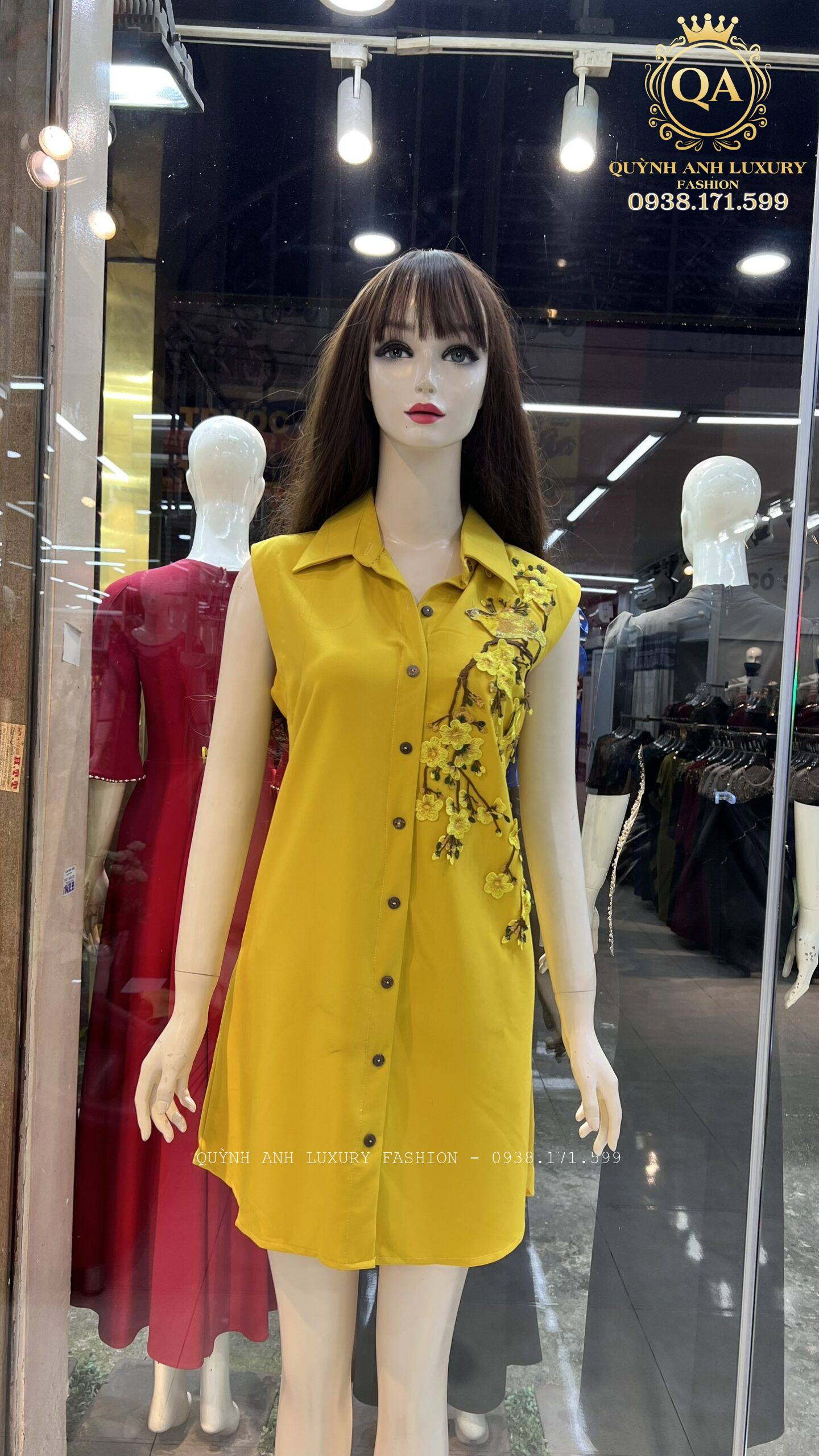 Váy Đầm Trung Niên Thêu Hoa Cao Cấp VH90  Hàng Quảng Châu Cao Cấp