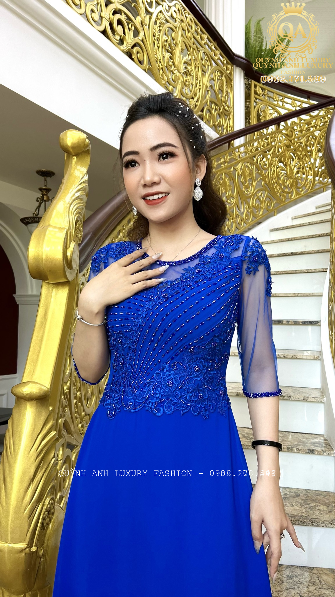 Áo dài dạ hội Voan Chinh Phong cao cấp của Quỳnh Anh Luxury