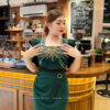 Đầm Body Dự Tiệc Xanh Rêu Cổ Vuông Kết Đá Ngọc Trai Cao Cấp Celina Dress