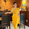 Đầm Dạ Hội Tay Cánh Tiên Vàng Đính Đá Sang Trọng Farrah Dress