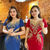 Đầm Dạ Hội Đuôi Cá Xanh Côban Xẻ Tà Đính Đá Rosa Dress