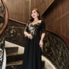 Đầm Xoè Dạ Hội Đen Kết Hoa Kelly Dress