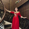 Đầm Xoè Dạ Hội Đỏ Kết Hoa Kelly Dress
