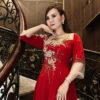 Đầm Xoè Dạ Hội Đỏ Kết Hoa Kelly Dress