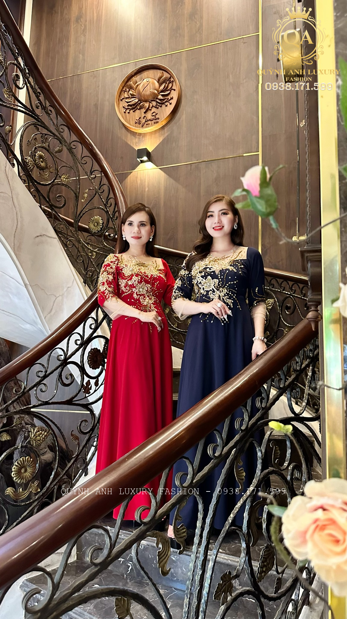 Đầm Xoè Dạ Hội Đỏ Kết Hoa Kelly Dress