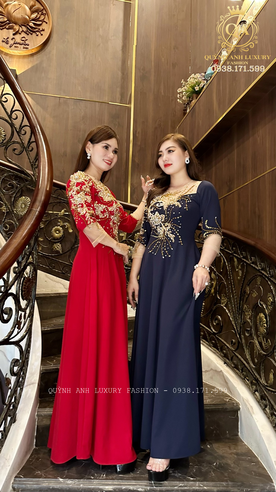 Đầm Xoè Dạ Hội Đỏ Kết Hoa Kelly Dress