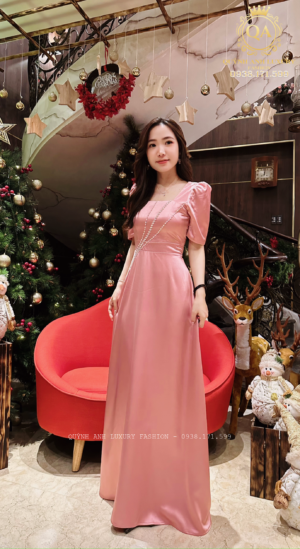 Váy Dạ Hội Lụa Phi Cao Cấp Màu Hồng Quyến Rũ Sang Trọng Zoe Dress