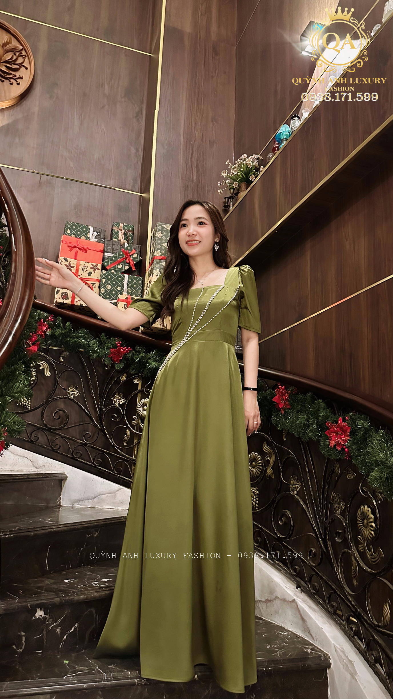 Váy Dạ Hội Lụa Phi Cao Cấp Màu Xanh Cốm Quyến Rũ Sang Trọng Zoe Dress-2